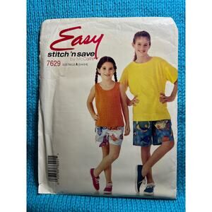 McCalls 7629 Sewing pattern girls tshirt tank top short size 3 4 5 6